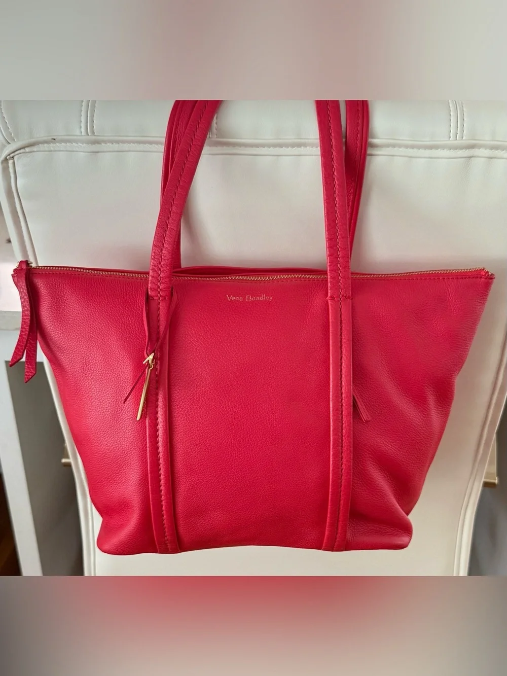 Vera Bradley Red Pebbled Leather Tote